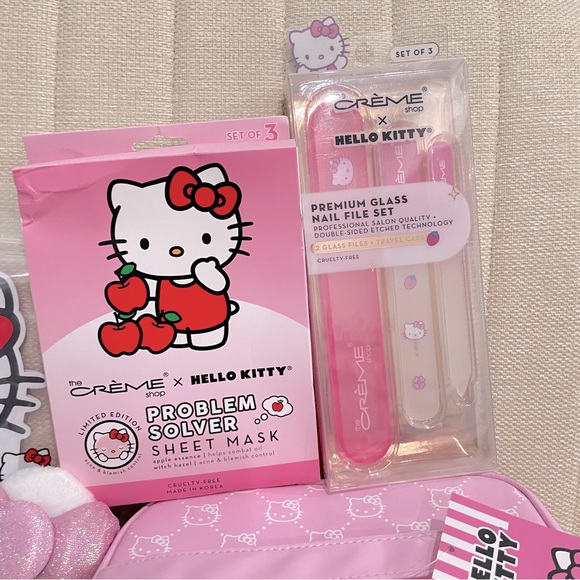 NEW Hello Kitty spa bundle set | makeup bag, spa headband, glass‎ nail file - Picture 2 of 9